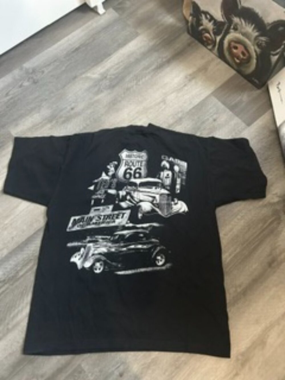 Vintage 90s Route 66 Main Street of America Graphic T-Shirt Black Large